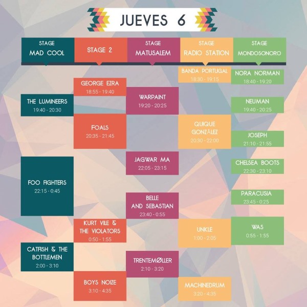 mad cool 2017 horarios jueves